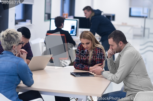 Image of startup business team on meeting at modern office