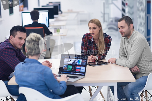 Image of startup business team on meeting at modern office