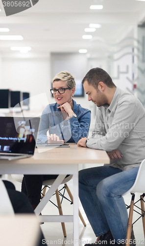 Image of startup business team on meeting at modern office