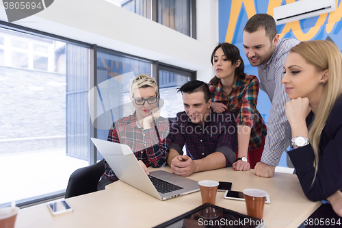 Image of startup business team on meeting at modern office