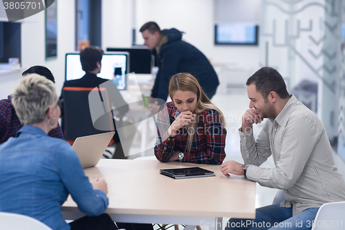 Image of startup business team on meeting at modern office