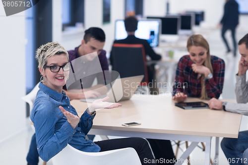 Image of startup business team on meeting at modern office