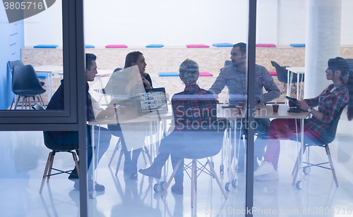 Image of startup business team on meeting at modern office