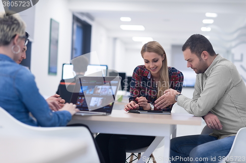 Image of startup business team on meeting at modern office