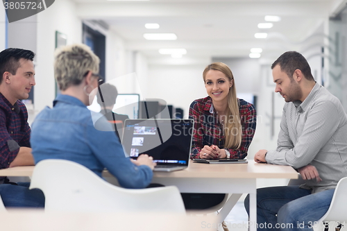 Image of startup business team on meeting at modern office