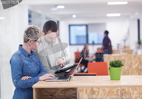 Image of startup business team on meeting at modern office