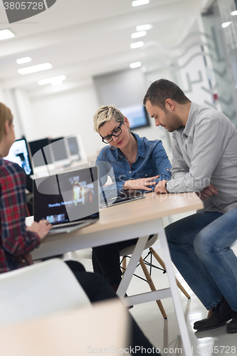 Image of startup business team on meeting at modern office