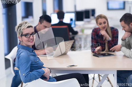 Image of startup business team on meeting at modern office