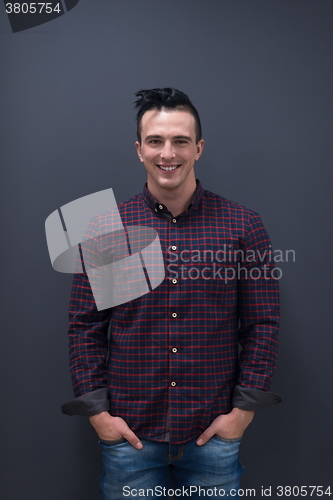 Image of portrait of young startup business man in plaid shirt