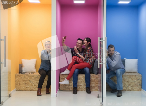 Image of group of business people in creative working  space