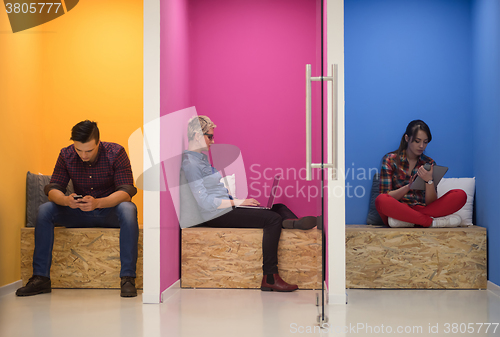 Image of group of business people in creative working  space