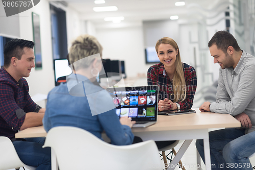 Image of startup business team on meeting at modern office