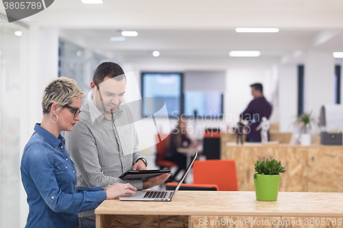 Image of startup business team on meeting at modern office