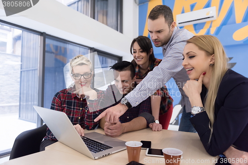 Image of startup business team on meeting at modern office