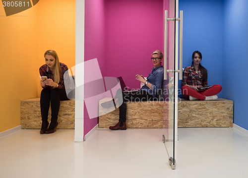 Image of group of business people in creative working  space