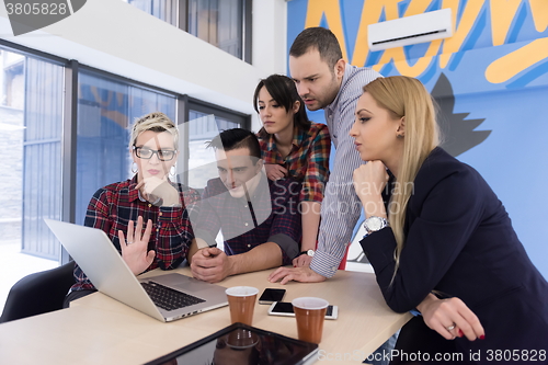 Image of startup business team on meeting at modern office