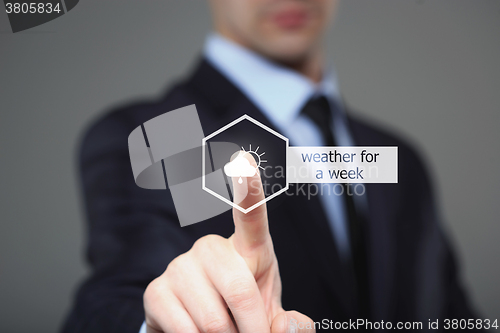 Image of Businessman choosing the weather for a week