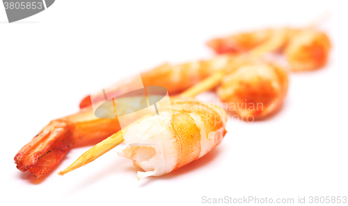 Image of grilled shrimps on stick