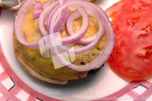 Image of cheeseburger close