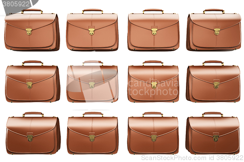 Image of Many of briefcase isolated on white