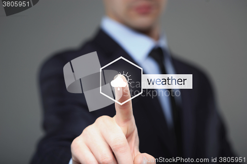 Image of Businessman choosing the weather
