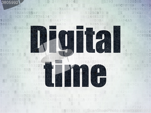 Image of Time concept: Digital Time on Digital Paper background