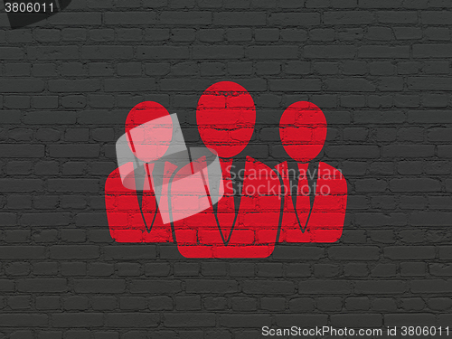 Image of Marketing concept: Business People on wall background