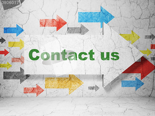 Image of Finance concept: arrow with Contact us on grunge wall background
