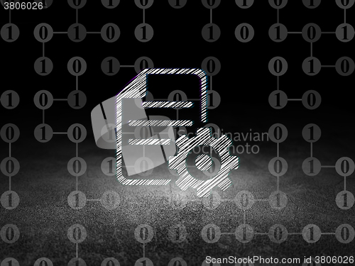 Image of Software concept: Gear in grunge dark room