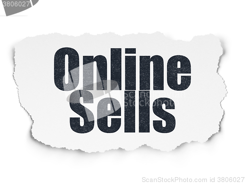 Image of Marketing concept: Online Sells on Torn Paper background