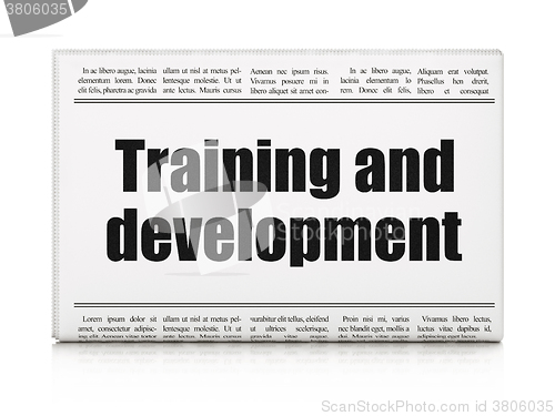 Image of Education concept: newspaper headline Training and Development