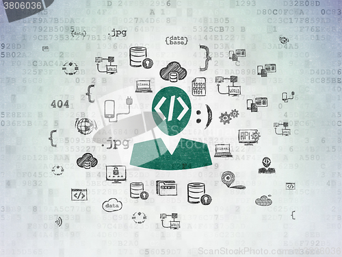 Image of Programming concept: Programmer on Digital Paper background