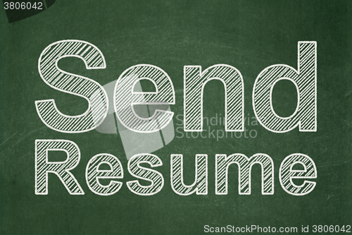 Image of Finance concept: Send Resume on chalkboard background