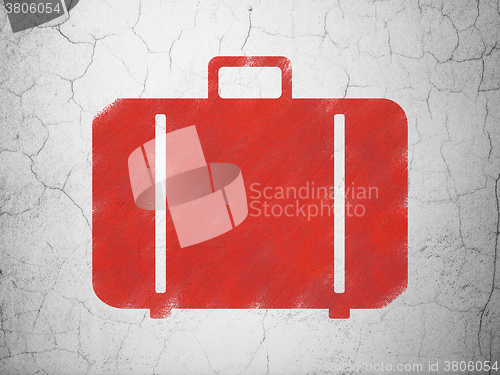 Image of Travel concept: Bag on wall background