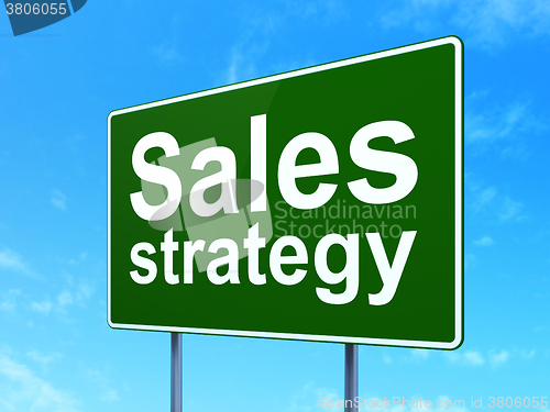 Image of Advertising concept: Sales Strategy on road sign background