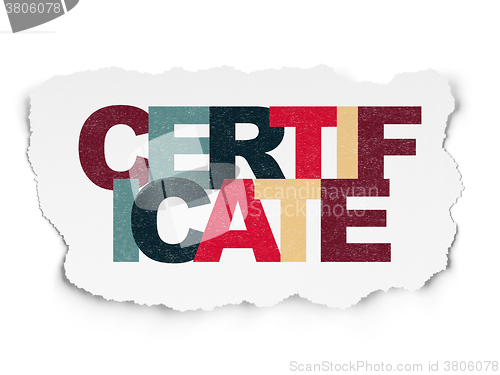 Image of Law concept: Certificate on Torn Paper background
