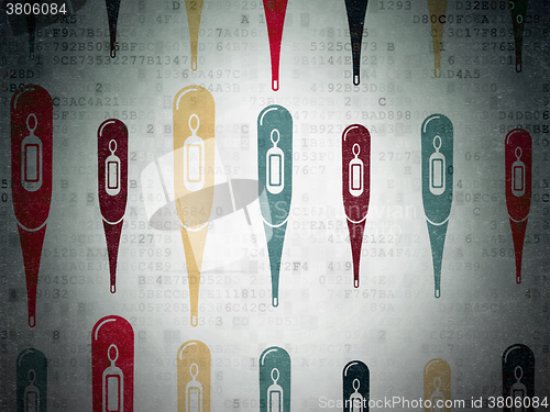 Image of Medicine concept: Thermometer icons on Digital Paper background