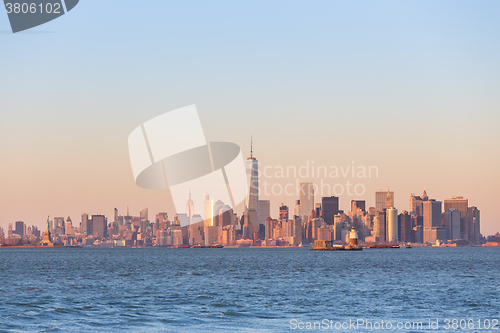 Image of New York City Manhattan downtown skyline.