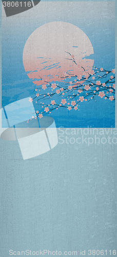 Image of illustration of a cherry twigs in bloom