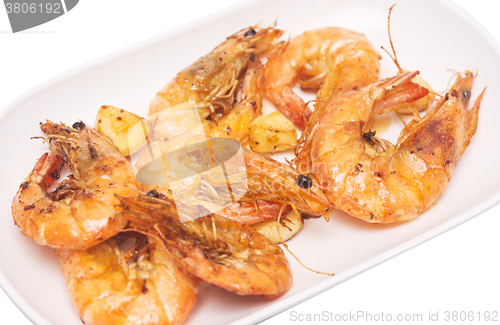 Image of grilled shrimps with garlic