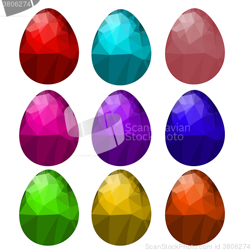 Image of Set of Colorful Polygonal Easter Eggs