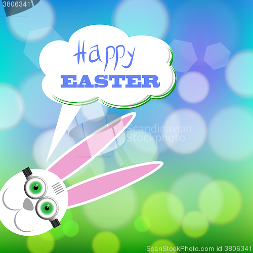 Image of Greeting Card with White Easter Rabbit.