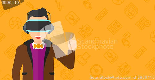 Image of Man wearing virtual reality headset.