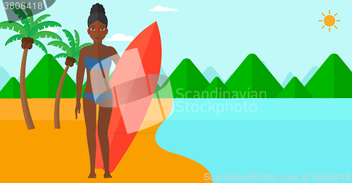 Image of Surfer holding surfboard.