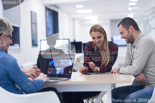 Image of startup business team on meeting at modern office