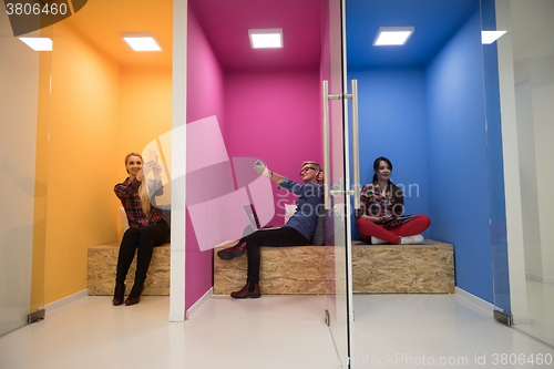 Image of group of business people in creative working  space