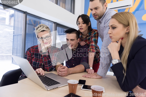 Image of startup business team on meeting at modern office