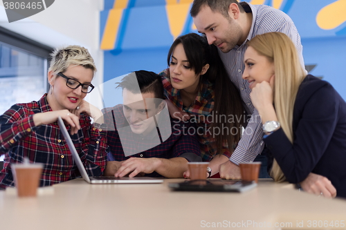 Image of startup business team on meeting at modern office