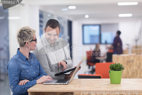 Image of startup business team on meeting at modern office