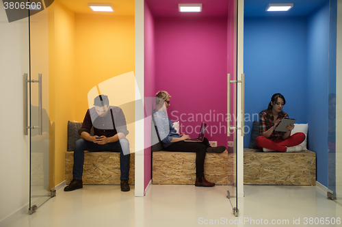 Image of group of business people in creative working  space